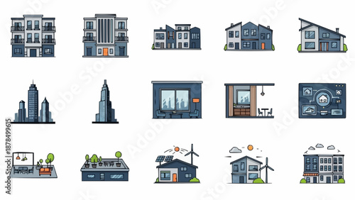 Collection of diverse architectural building styles and modern homes.