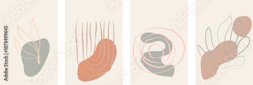 Abstract art composition with earthy tones and geometric shapes