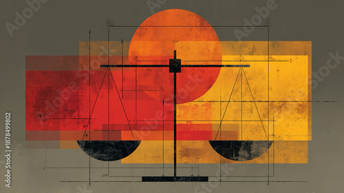 Balance axis symmetry chart illustrating proportional alignment, measured equilibrium lines, and abstract justice geometry suitable for law, governance, or institutional conceptual design backgrounds
