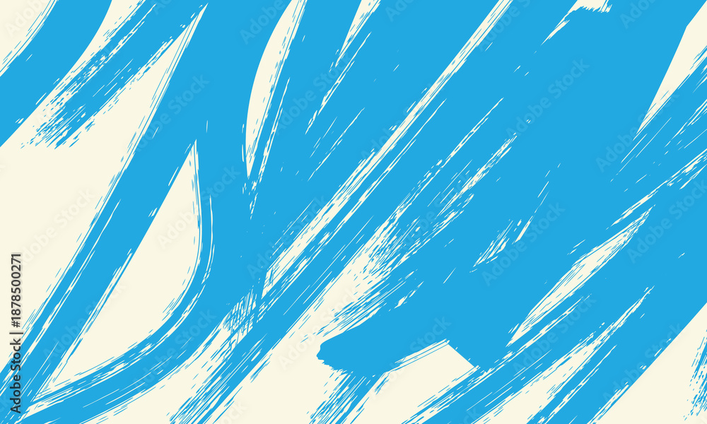 Fototapeta premium Dynamic diagonal blue brush stroke banner background. Hand drawn vector grainy brush stroke texture. Distress damaged edge vintage template with squiggle or expressive abstract bold smears background