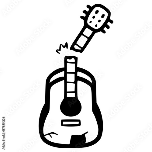 doodle broken guitar illustration hand drawn outline vector