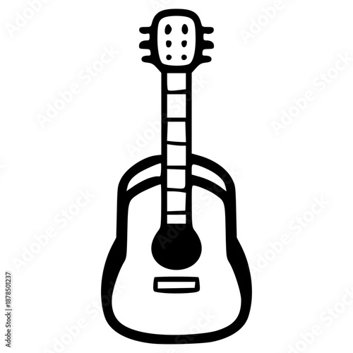 doodle guitar illustration hand drawn outline vector