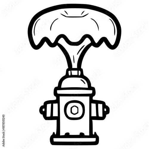 doodle broken water hydrant illustration hand drawn outline vector