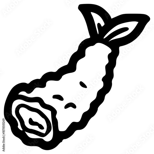 doodle shrimp tempura illustration hand drawn outline vector