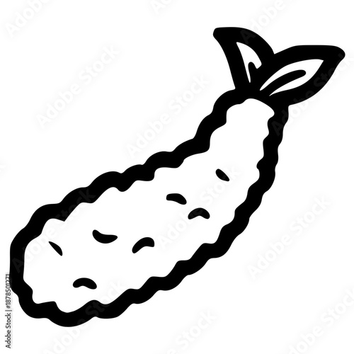 doodle shrimp tempura illustration hand drawn outline vector