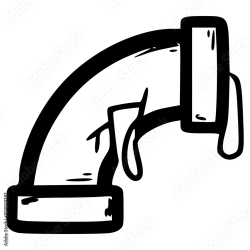 doodle broken pipe illustration hand drawn outline vector