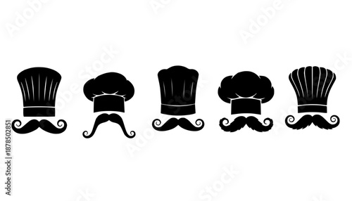 Italian Chef Hat Moustache Silhouette