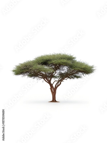Acacia Tree Isolated on White Background – African Umbrella Thorn Tree Cutout