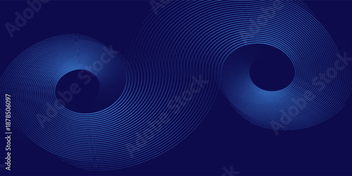 Abstract blue background with glowing curved lines. Shiny blue swirl curve lines design. Spiral lines. Geometric oval pattern. Futuristic technology concept. eps 10