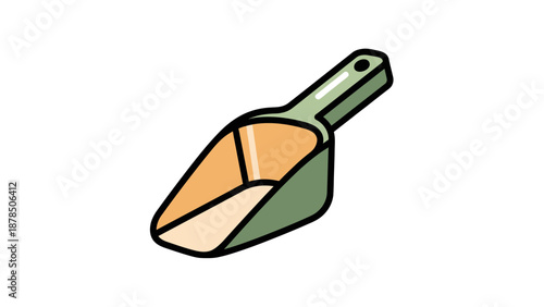 Cartoon Shovel Tool Illustration with Wooden Handle and Metal Scoop for Garden and Construction.