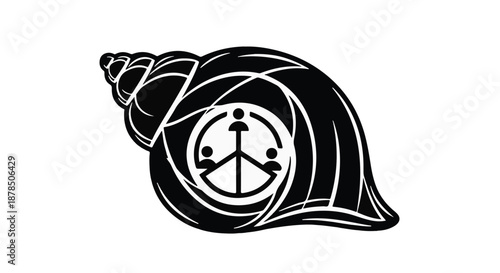Peace Symbol Within a Seashell: An artistic rendering of a seashell cradling the iconic peace symbol, embodying serenity and harmony.