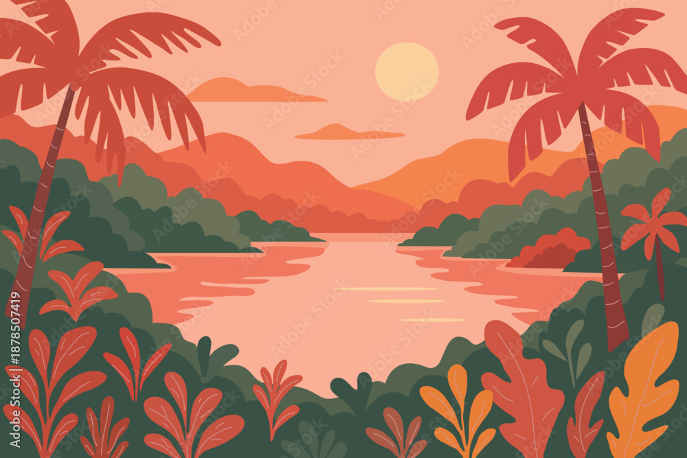 Fototapeta premium tropical beach sunset island , holiday travel vacation advertisement banner