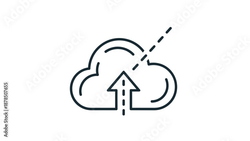 An abstract icon depicts a cloud with an upward arrow indicating data upload.