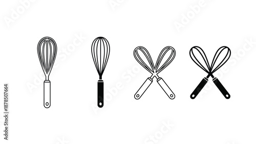 Two outlines and two filled icons of whisks are displayed side by side.