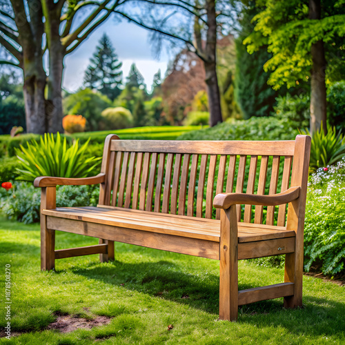 rustic wooden bench perfect for parks and gardens