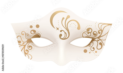 アイボリー色の仮面　金色の模様