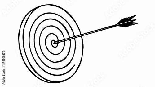 An arrow hitting the center of a target from a side viewpoint