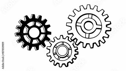 Interconnected gears in a mechanical system viewed from a straightforward perspective