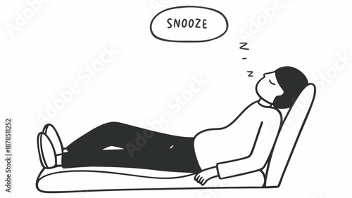 A woman is peacefully sleeping on a couch, resting her head on a pillow, in a serene indoor environment from a side viewpoint.