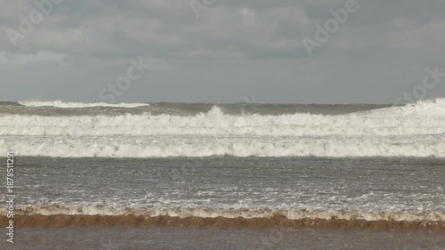 Ocean waves white horses rolling in super slow motion stock footage