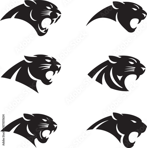 blackpantherheadsinvariousstylesandposes