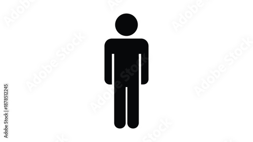A black silhouette of a person stands against a white background, representing an individual.