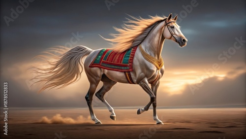 Elegant Arabian Stallion Captured in Motion, Gigapixel Standard v2 4x