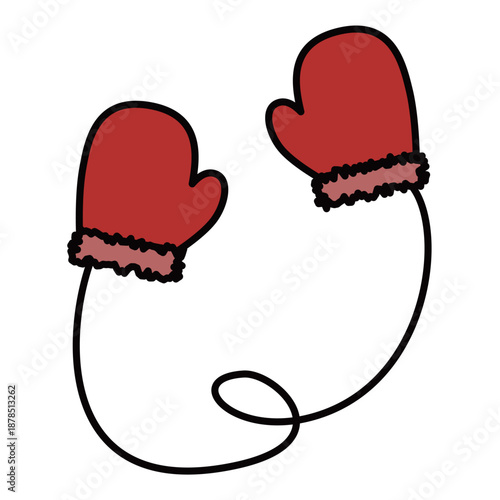 紐付きのミトン（手袋）のイラスト