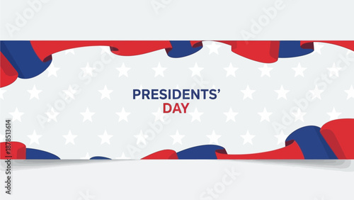 Minimalist President Day banner in flat vector style using patriotic symbols and clean modern composition