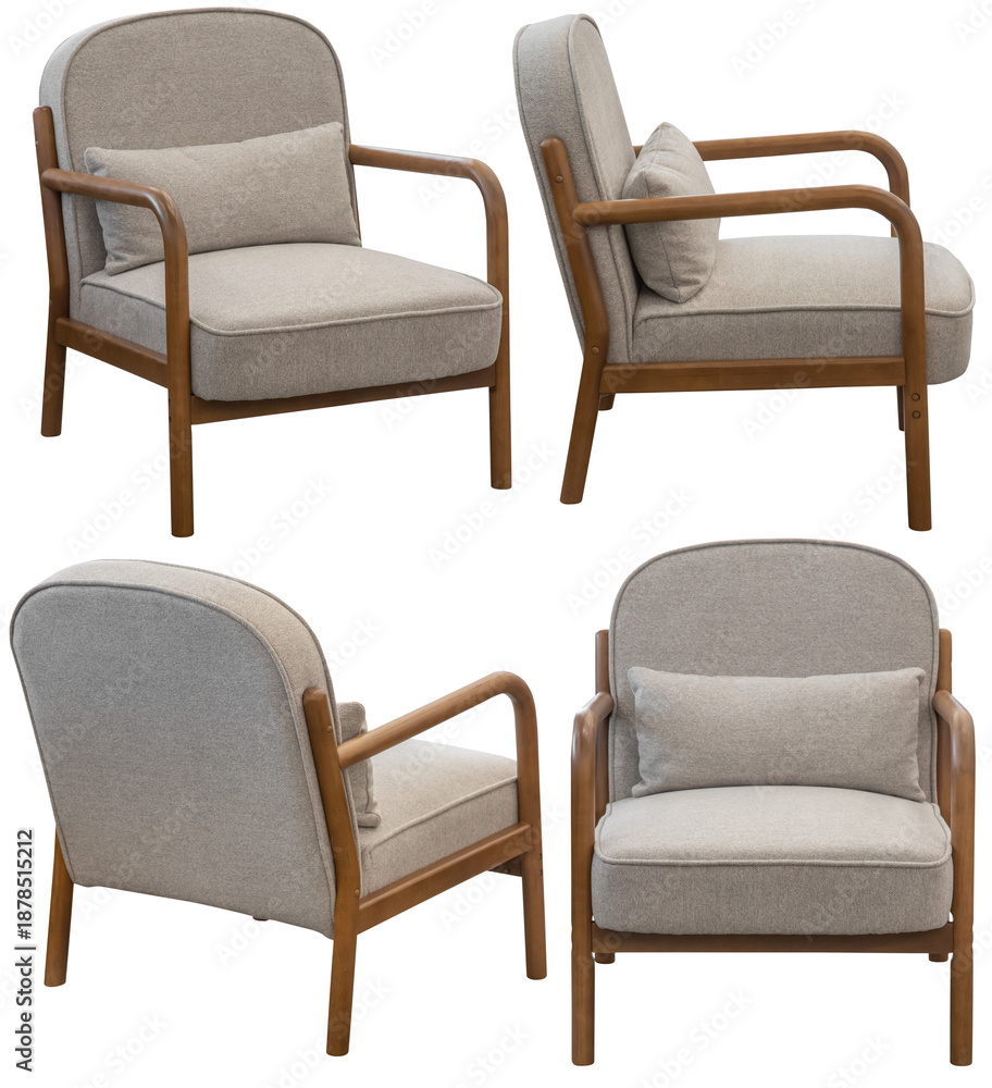 Fototapeta premium Upholstered armchair isolated, modern living room furniture