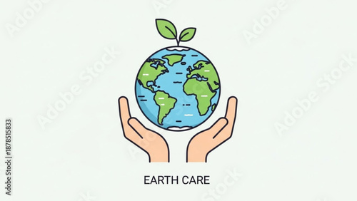 Hands cradling a vibrant green and blue Earth with leaves