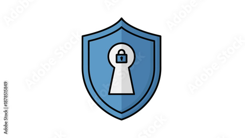 Shield icon with keyhole and lock symbolizing security and protection from a straightforward viewpoint