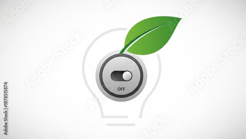 Eco friendly energy saving concept with leaf on light bulb switch