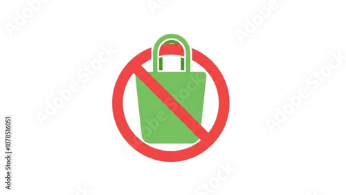 No shopping bag allowed icon for eco friendly policy