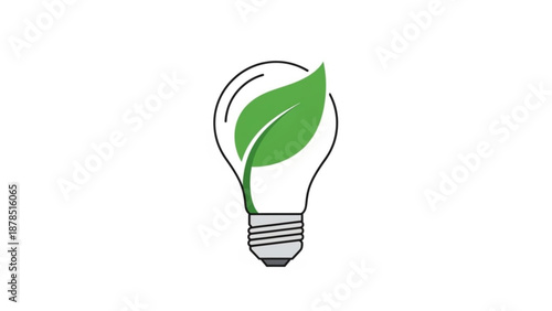 Eco-friendly light bulb with green leaf for sustainable energy solutions