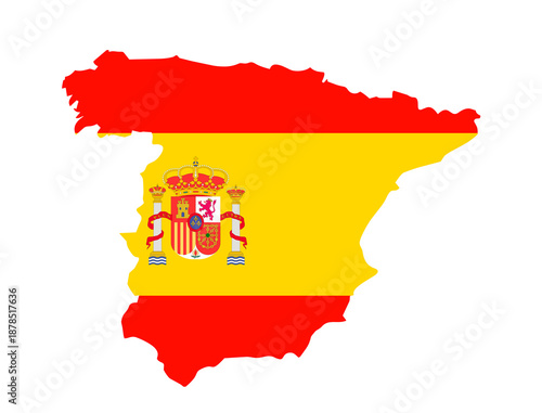 Spain Map with National Flag - Patriotic Illustration