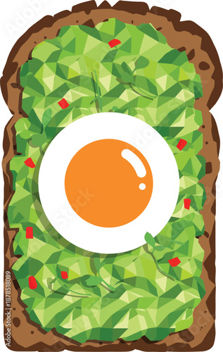 Healthy and vibrant avocado toast illustration with a perfectly cooked egg, a delightful and nutritious choice for a fresh breakfast or modern brunch meal