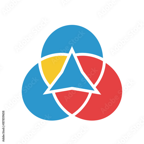 Free Download Interlocking circles and triangle forming abstract symbol of connection - GFXLoad