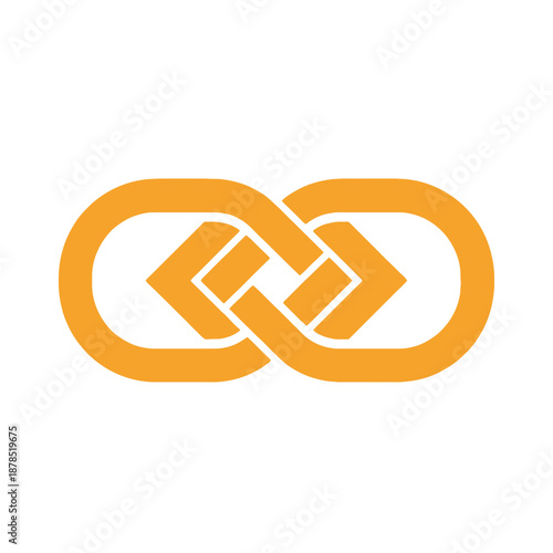 Interlocking orange loops create an infinity symbol suggesting connection and endless possibilities