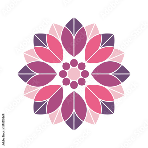 Pink and purple floral mandala design for wellness and spirituality