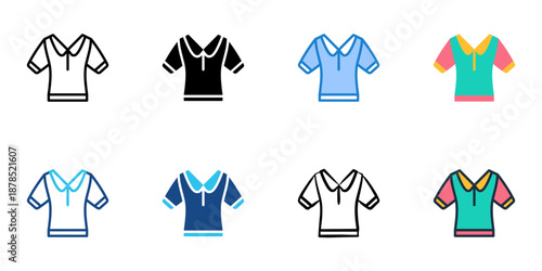 Blouse icons set multiple style collection. Editable stroke 
