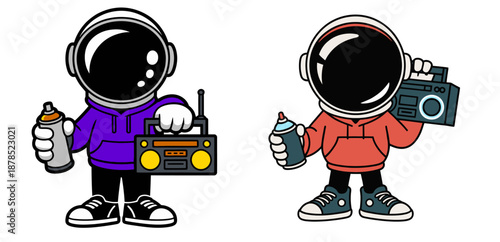 Urban Astronauts in Hoodies with Spray Cans