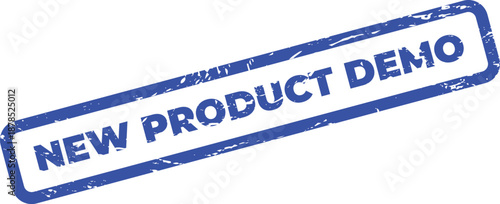 New product demo blue stamp on white background