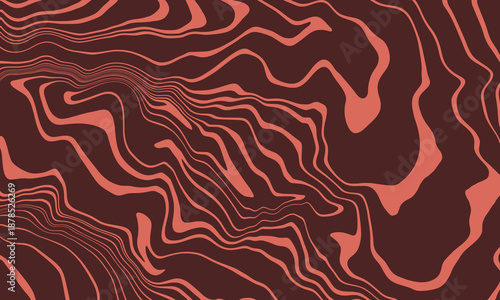 Liquid caramel swirls and waves pattern background. Abstract chocolate toffee sauce texture. Creamy sweet splashes.