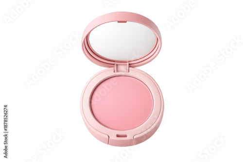 Pink blush compact open with mirror
