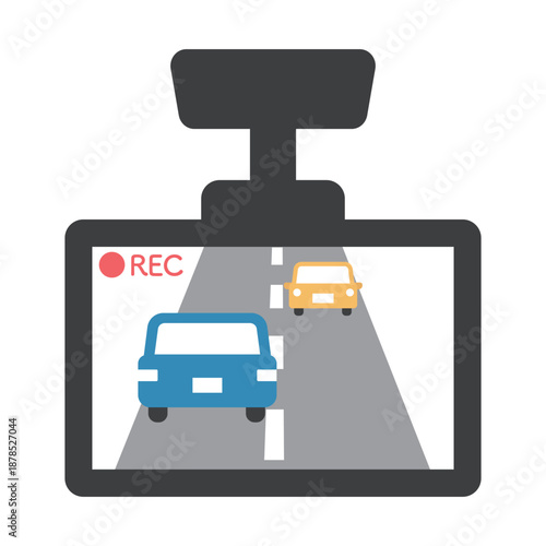 ドライブレコーダーのシンプルでフラットなイラスト
