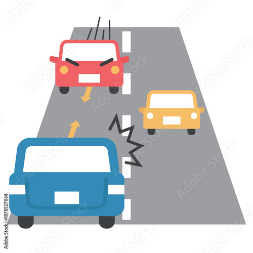 道路を逆走する車・危険運転｜ミニマルなフラットイラスト