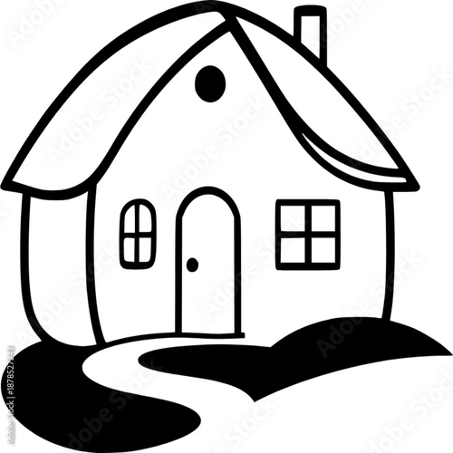 Thatched Roof Cottage Illustration Vector Icon