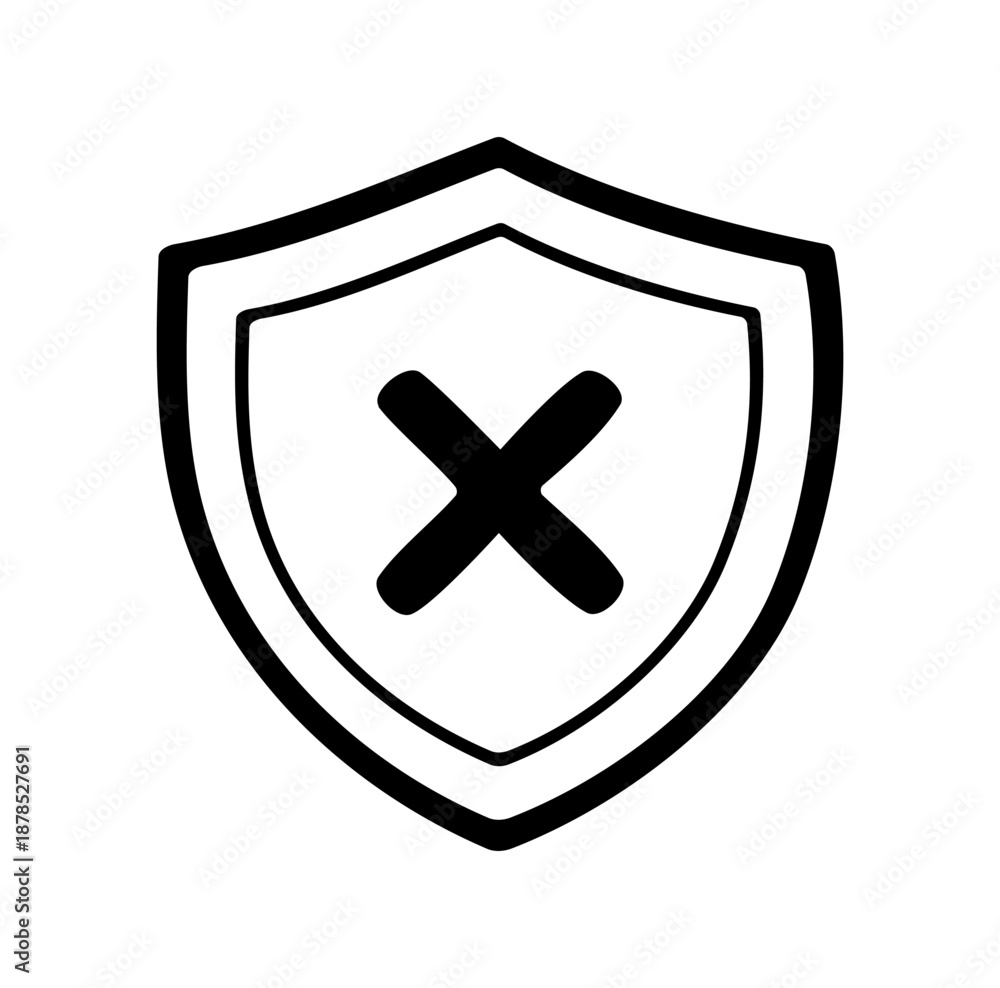 Obraz premium Cartoon Icon Cyber System Failed System Protection Simple Digital Design