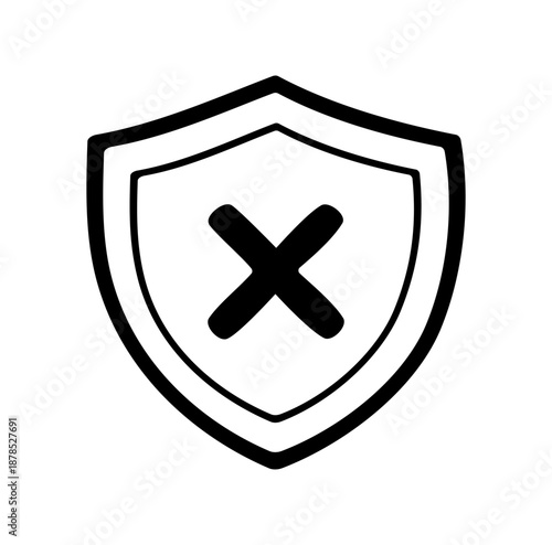 Cartoon Icon Cyber System Failed System Protection Simple Digital Design